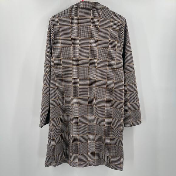 MELLODAY Blazer Size Large NWT Plaid Houndstooth Longline Open Stretch Fall - Picture 2 of 13